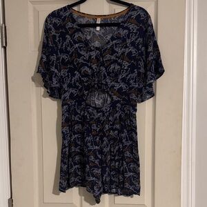 Xhilaration Blue and White Animal Print Romper